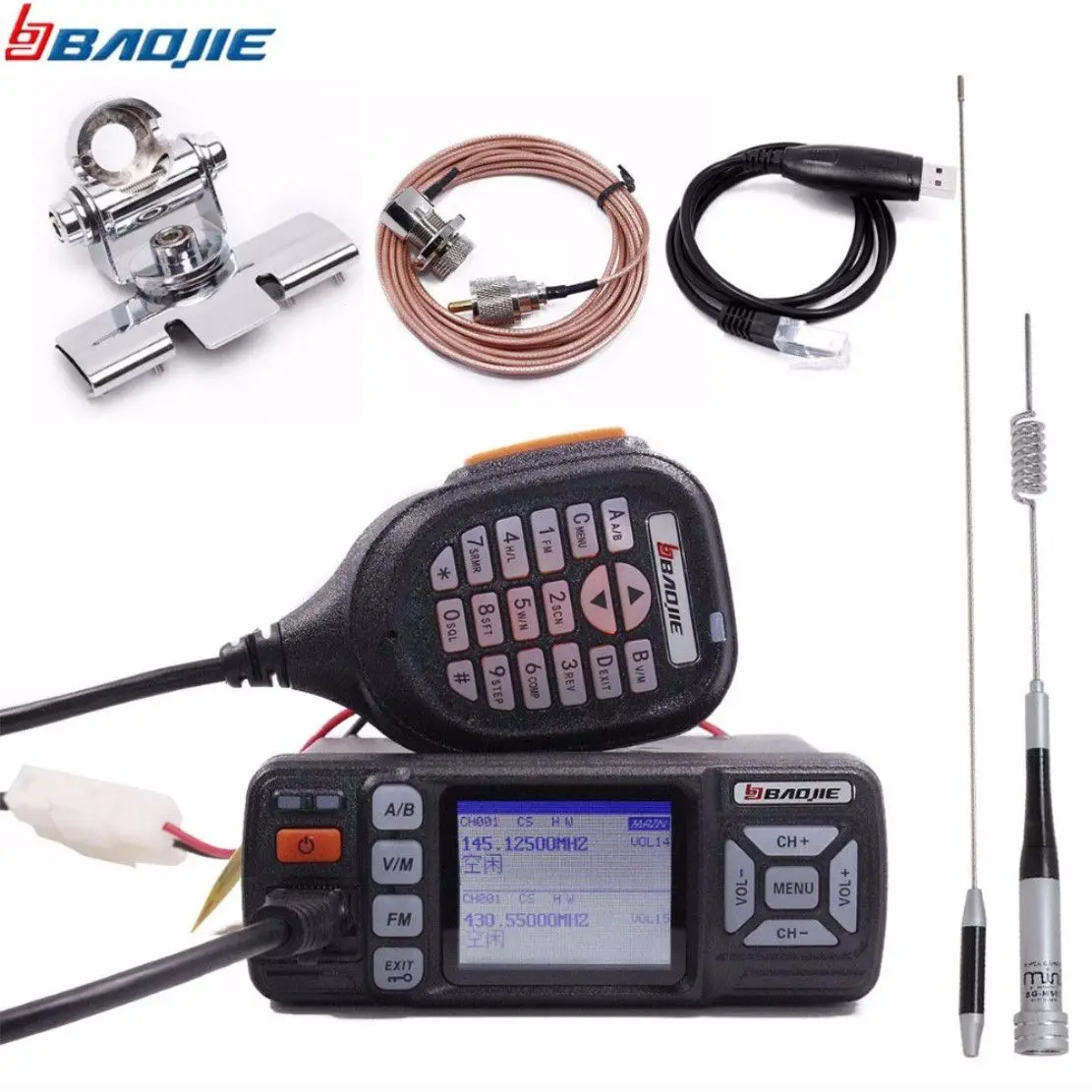 

Baojie BJ 318 Mini Vehicle Mount Car Radio Station 256CH 10km 25W Dual Band VHF/UHF Mobile Radio Transceiver Upgrade of BJ 218