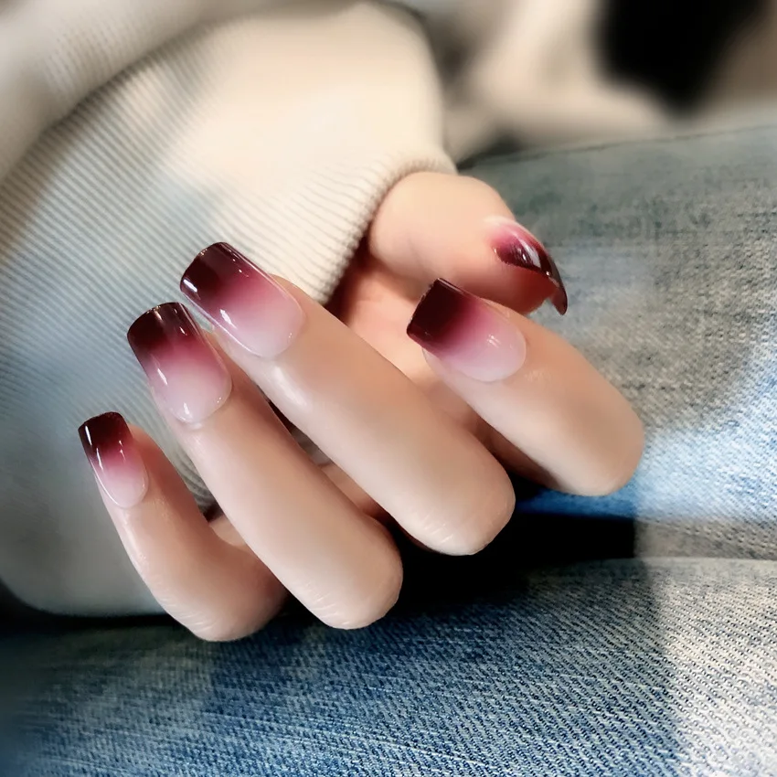 

S54 blue sea and flower stone artifical nails tips for girls and women wholesale press on 3d pre design false nails