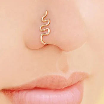 

Eico Nose Ring Cuffs Clip On Nose Rings Fashion Jewelry Snake Face Nose RIng, Accept custom color