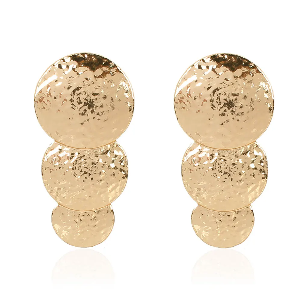 

2021 Geometric Round Long Disc Earrings Womens Fashion Three Round Drop Earrings