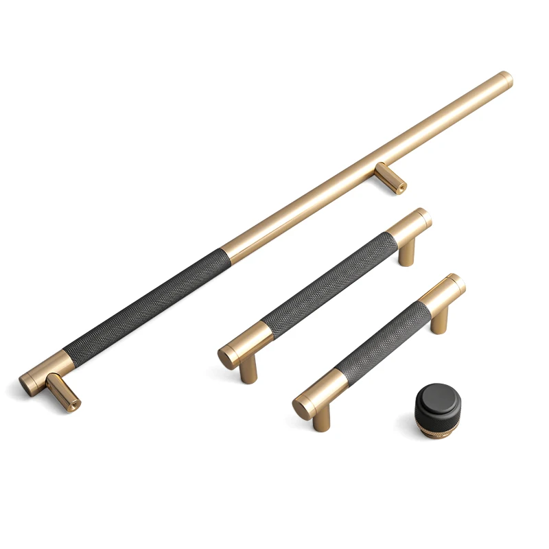 

Cabinet Wardrobe Accessories Handles Drawer Matt Aluminium Alloy Brass Oukali Luxury Knurled T Bar Kitchen Door Pull Satin