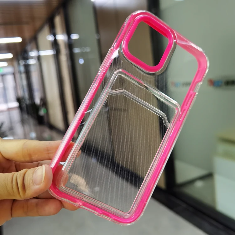 

Light Weight 360 Degree Full Protection Hard PC Bumper with Soft TPU Card Slot Cell Mobile Phone Cover Case For Iphone 11, Transparent