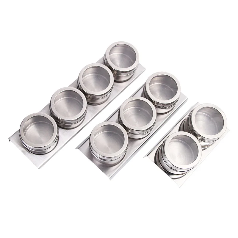 

amazon hot sell kitchen metal magnetic stainless steel seasoning salt pepper spice jar shaker set