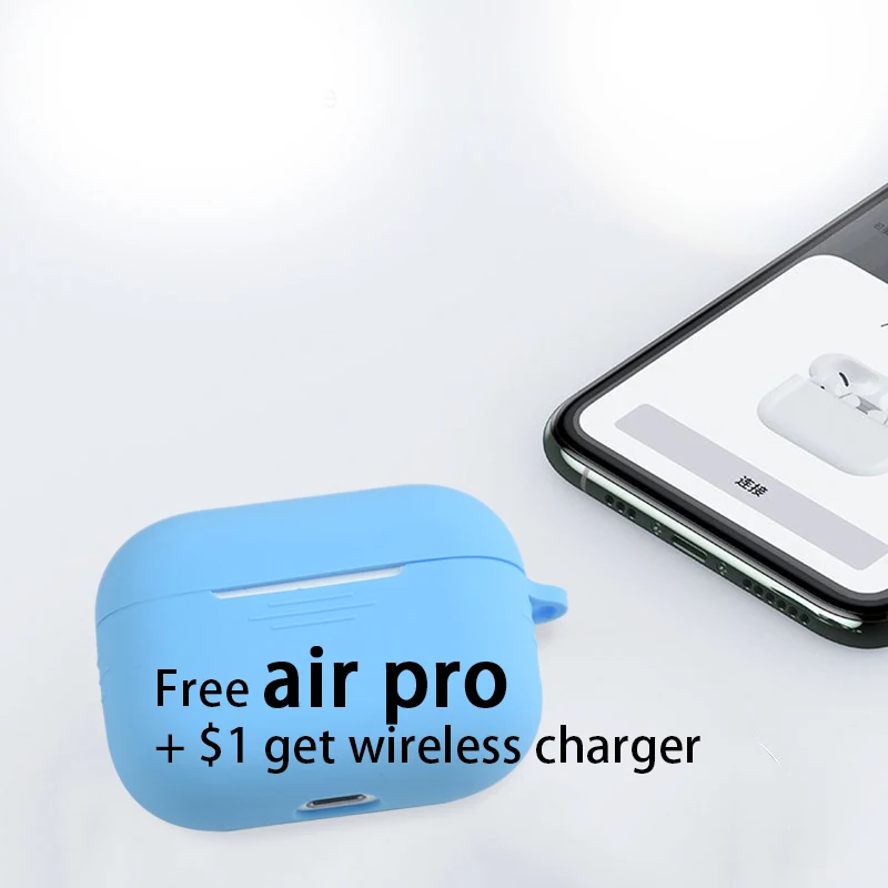 

Factory Wholesale Earphones Waterproof Wear proof Dustproof hook Silicone Soft Case for Airpods pro, Customized colors acceptable