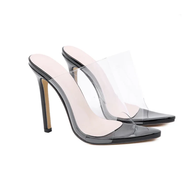 

Custom Model Women Sandals Plus Size High Heels Transparent Fish Mouth Sandals Anti-Slip Hard-Wearing Glass Plastic Sandals