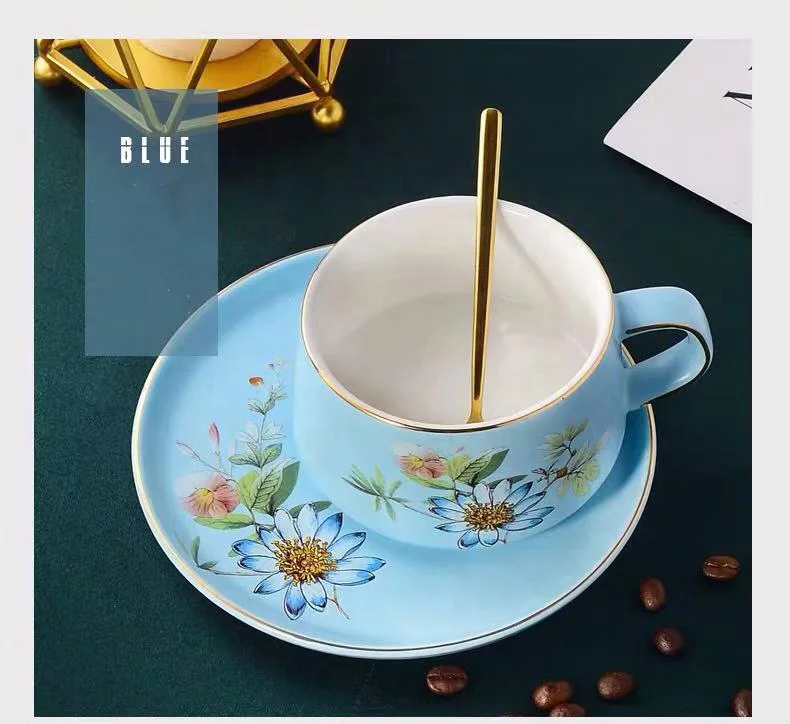 

Vintage style handmade Korean Style Flower Coffee Cup with Saucer Gifted Box Cups