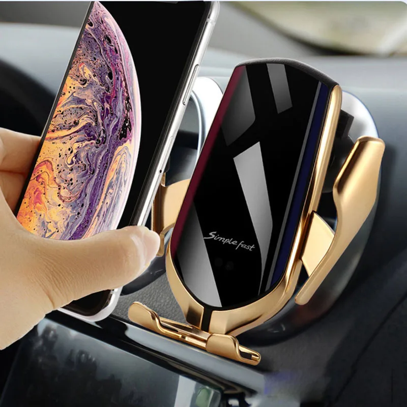 

top sale r1 10w qi wireless car charger magnetic automatic clamping