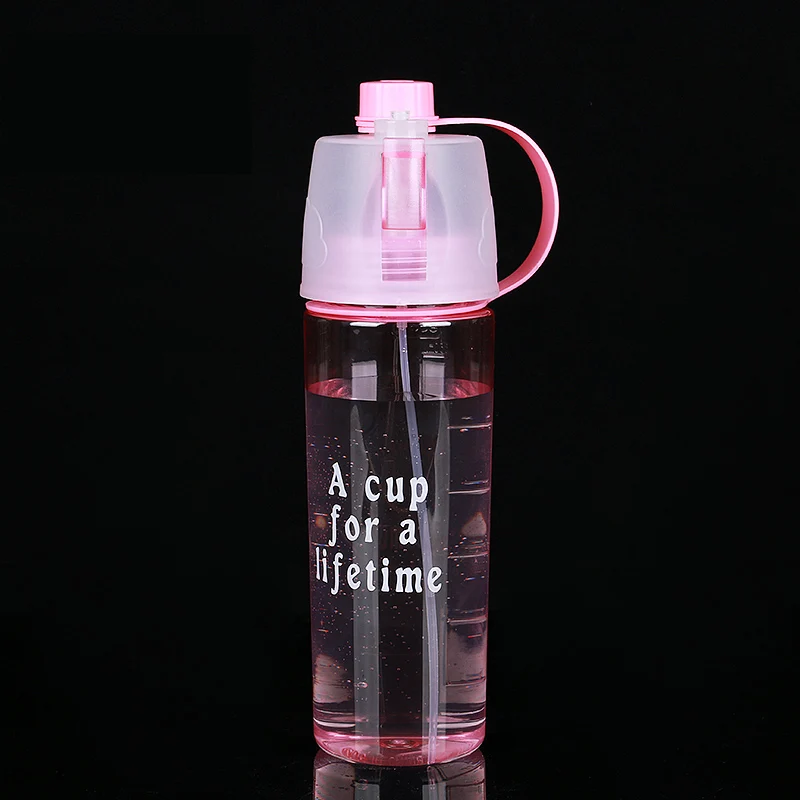 

New selling plastic water bottles food grade material drinking cups spray bottle, Pink/green/blue/black