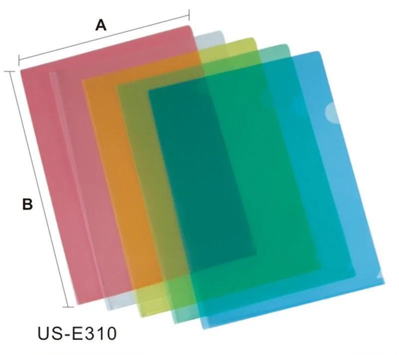 
US E310 Plastic Clear Document Folder Project Pocket L shape File Folder 