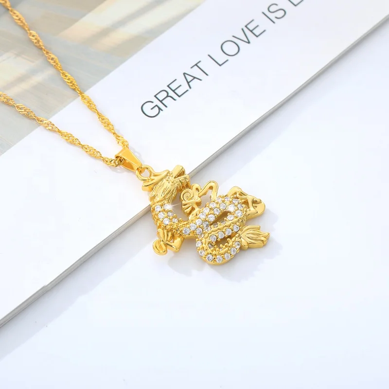 

Temperament Dragon Pendant Necklace Stainless Steel Dragon Necklace For Women, Gold