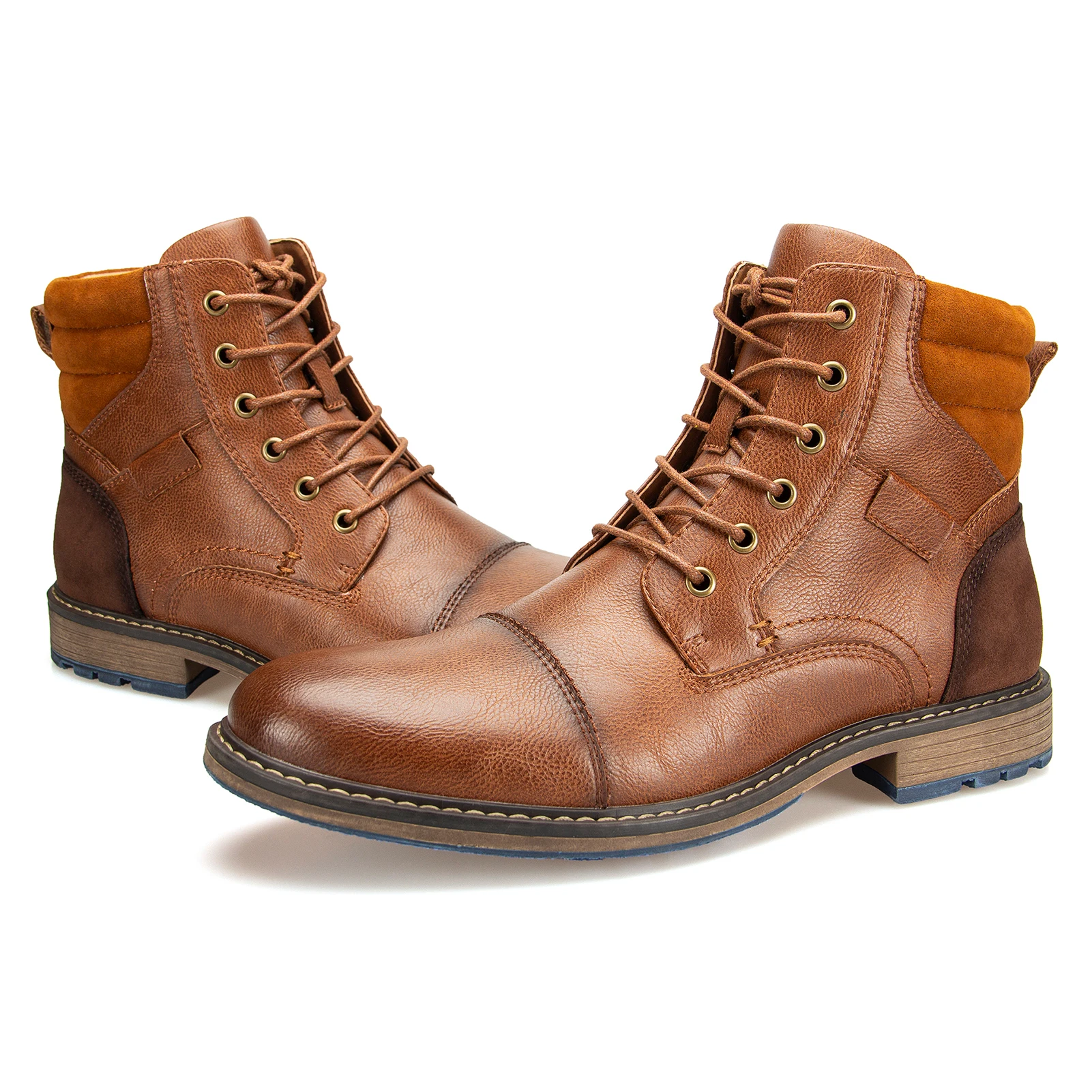 

Mens Casual Oxford Brogue Mid-Top Lace-Up and Zipper Boots