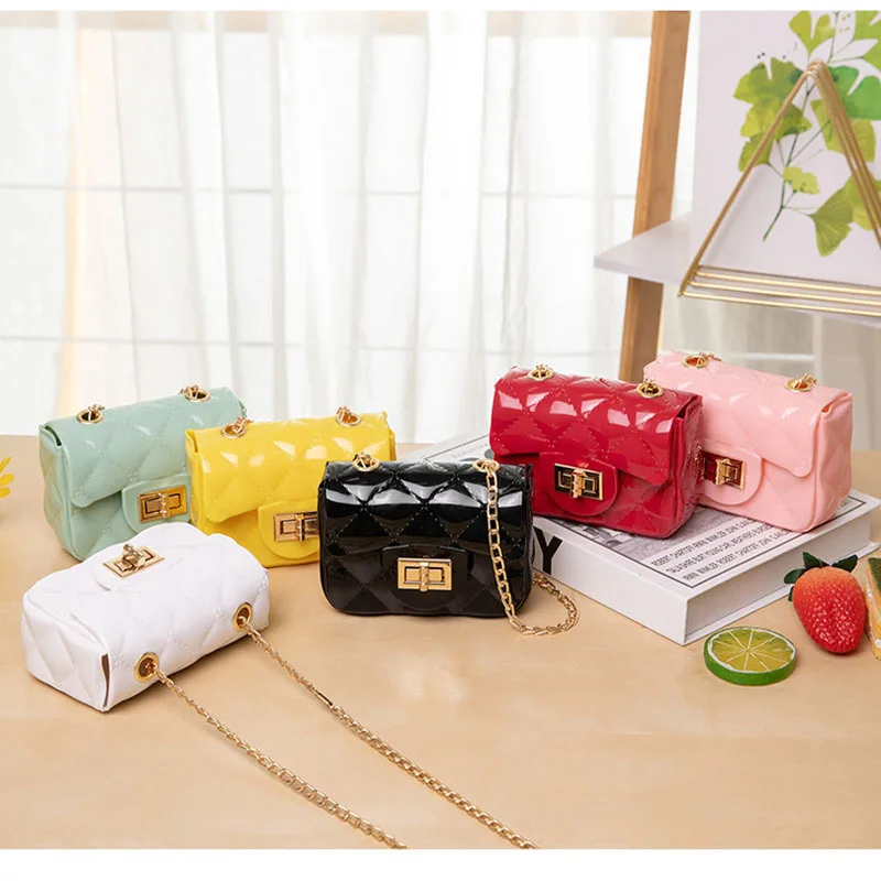 

PVC Handbag Women Rhombic Ladies Shoulder Diagonal Bag Candy Color Small Square Coin Purse Jelly Bags Mini