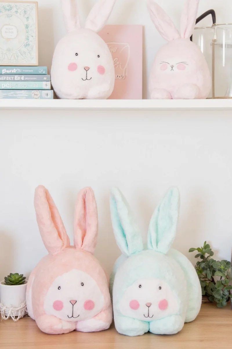 Side-by-side photos showing examples of each item on the list, from bunny rugs to wall clocks.