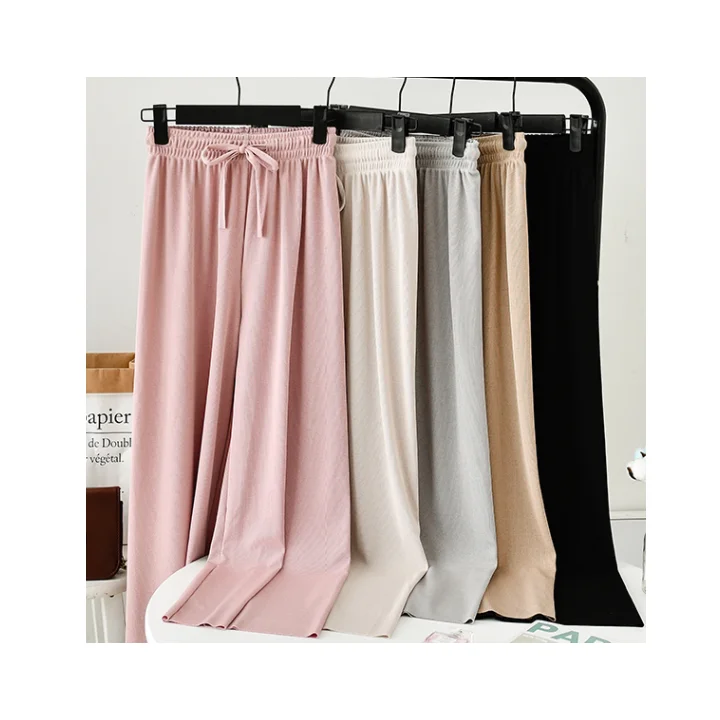 

Female Ice Silk Pants Nine Points pants Straight Pants