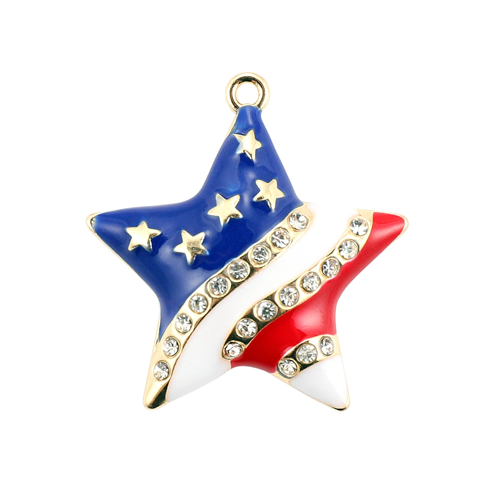 

American flag five-pointed star pendant DIY Enamel charms cute men and women making gift earrings bag ornaments accessories