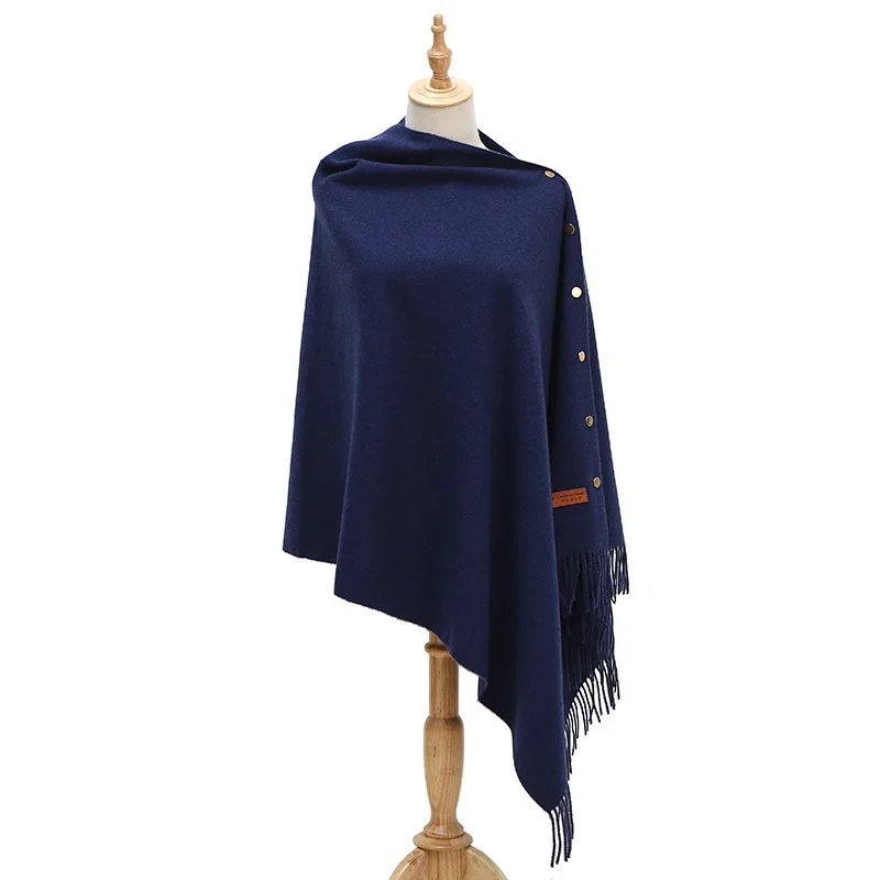 

Manufacturer Winter Long Scarf Cashmere Shawls Multi-Purpose Winter Shawls Coat Poncho With Snap Button