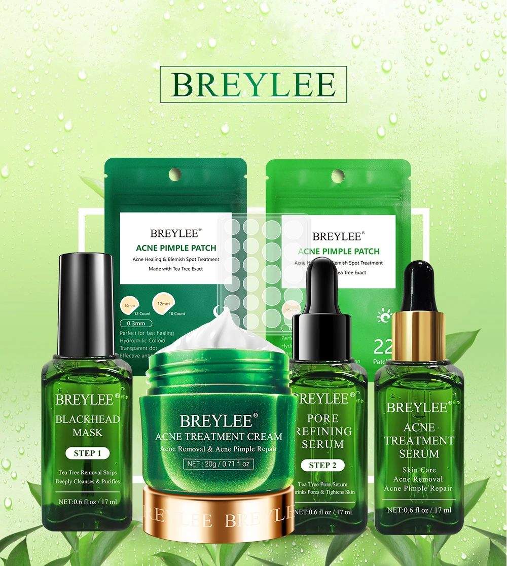 Breylee Tea Tree Oil Acne Treatment Serum Set Hydrocolloid Acne Patches