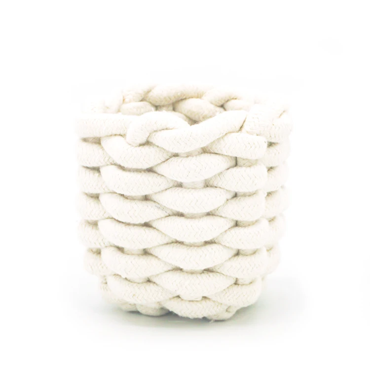 

Desk Pen Pencil Holder Stand Table Multi Purpose Use Desk Organizer Cotton Rope Storage Basket, White/customized