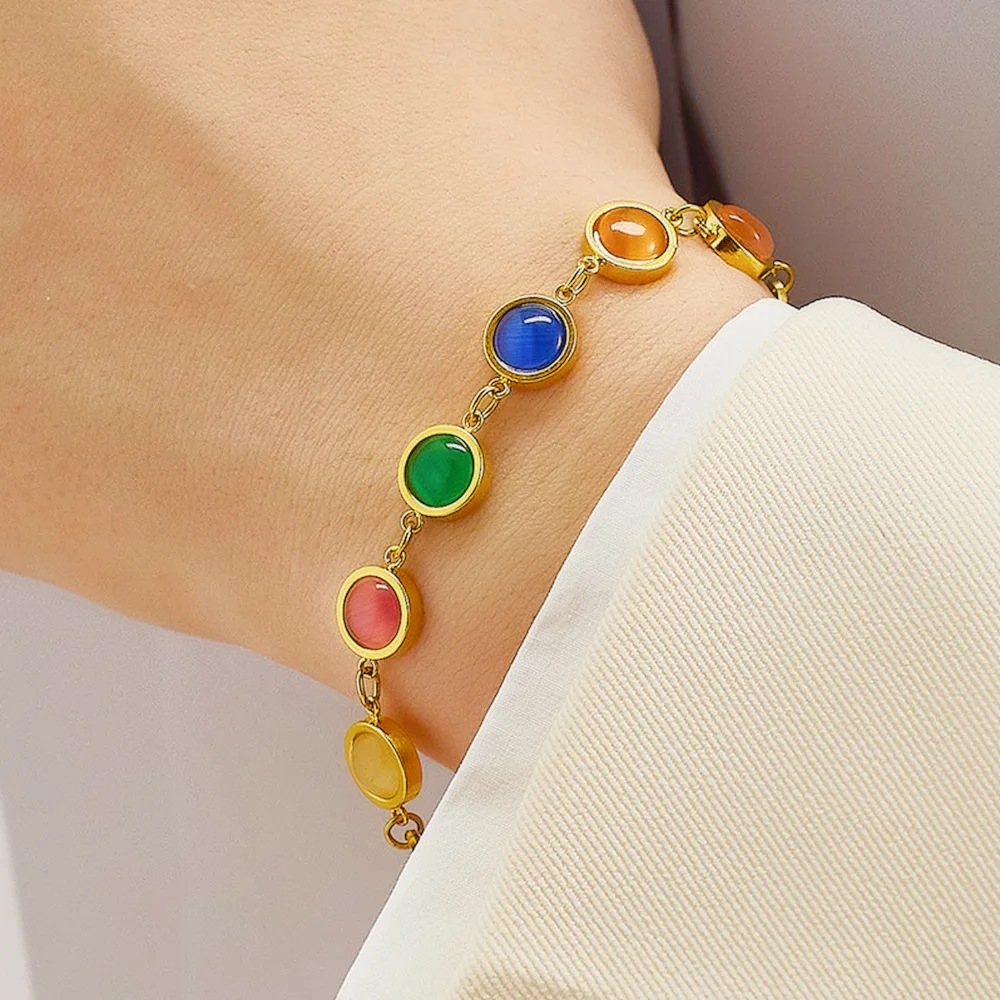 

2023 New Trendy French style vintage Women fashion opal Jewelry Gemstone bracelet