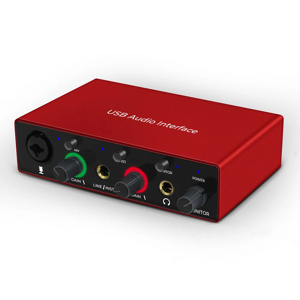

Support 48V Phantom Power External USB Broadcast Sound Card, USB Audio Interface solo XLR Mic Studio for Podcast Recording