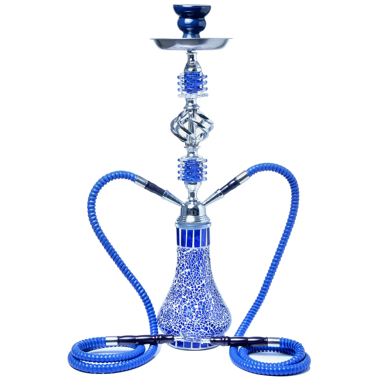 

YIWU Factory Cheap Wholesale Hookahs Hot Selling High Quality Double Glass Pipe Shisha Hookah Amazon Hot Selling Hookah Set, Black blue