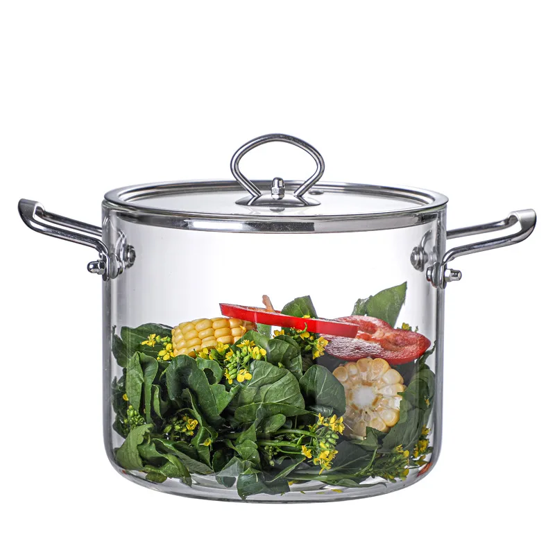 

2.5L 3.5L 4.5L 5.5L Metal Handle Glass Cooking Pots Safe for Pasta Saucepan Soup Noodle Milk Baby food Cookware