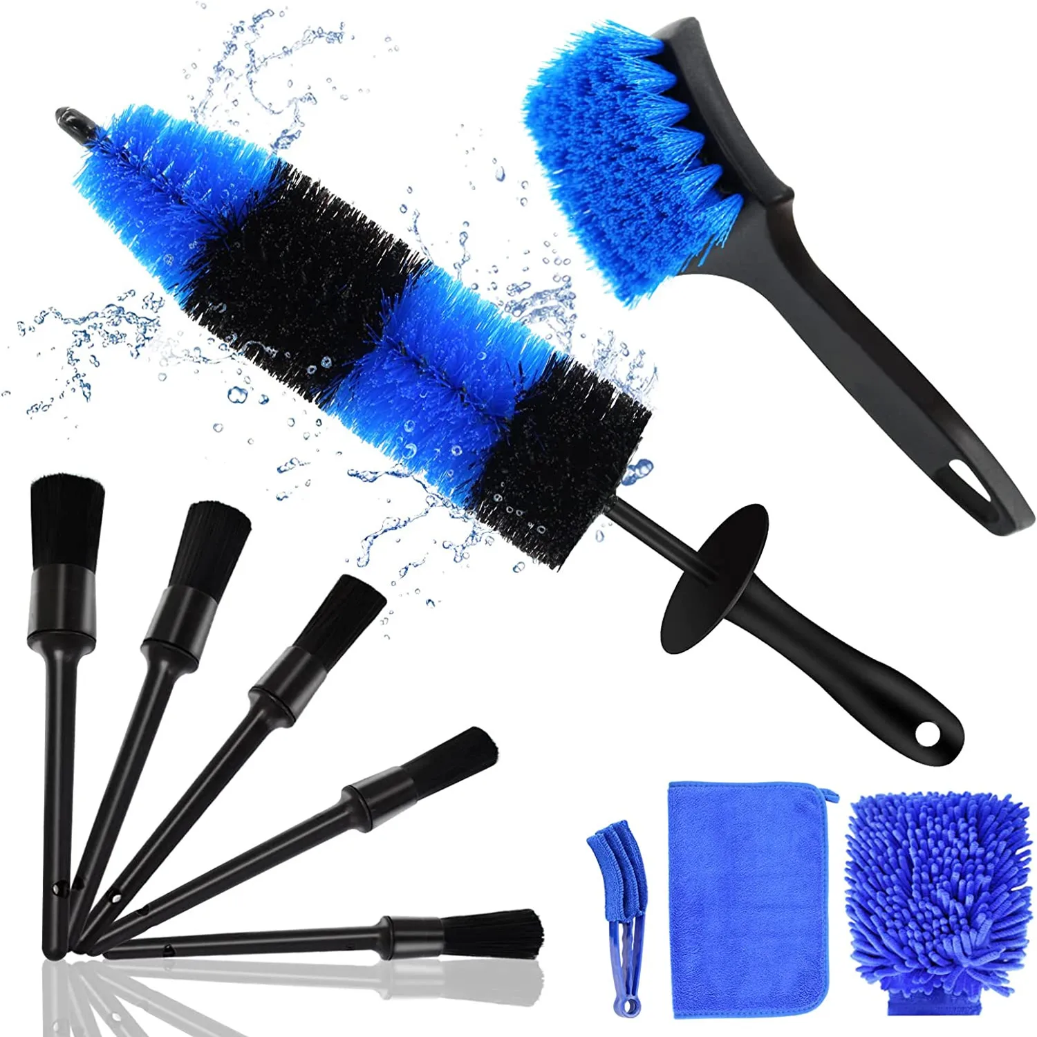 

10 Pcs Car Detailing Wheel Brush Tire Carpet Brush Cleaning Set Auto Cleaning Tools For Clean Interior Dashboard