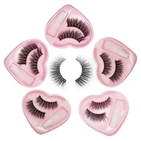 

Wholesale Private Label Pink Love Heart Shape Tray Full Volume Luxury 3D Faux Mink Strip Eyelashes Vendor with Lash glue
