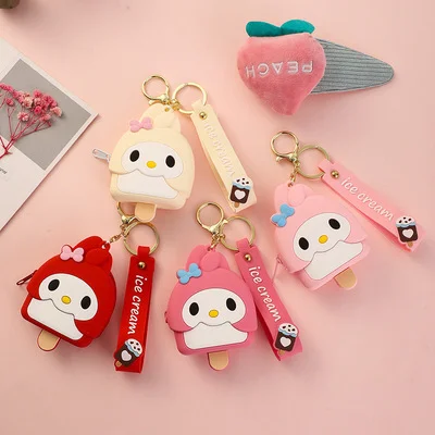 

Cute cartoon coin purse bag Keychain backpack pendant PVC silicone ladies storage small objects hanging bags.