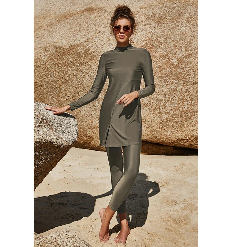 

JSN9203710 Factory wholesale Custom beach cover up wear Fitness sport muslim swimwear women high waist swimsuits 2022