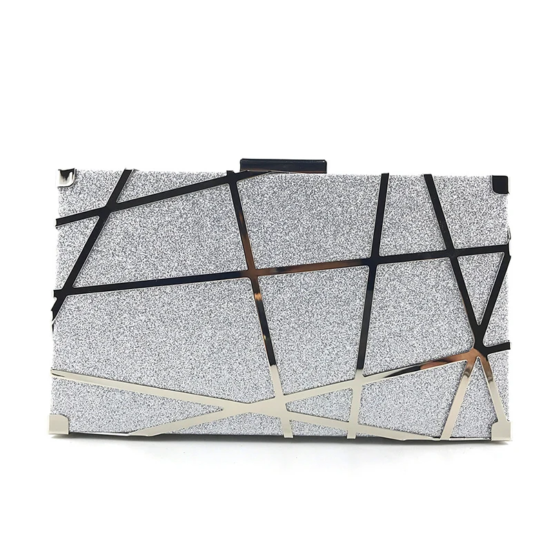 

New European And American Metal Glitter Sequin Banquet Bag Pearl Diagonal Chain Clutch Bag