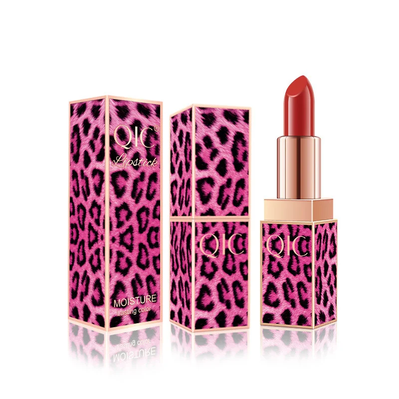 

Red tube matte liquid lipstick waterproof and non-fading leopard print lipstick tube, Muliti-color