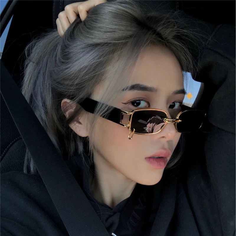 

Ins Popular Fashion Small Rectangle Women Luxury Sunglasses Brand Designer Vintage Punk Men Sun Glasses Shades UV400