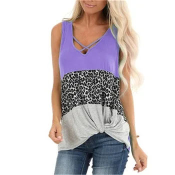 

Women Casual Wholesale Fashion Leopard Splicing Casual Short Shirt