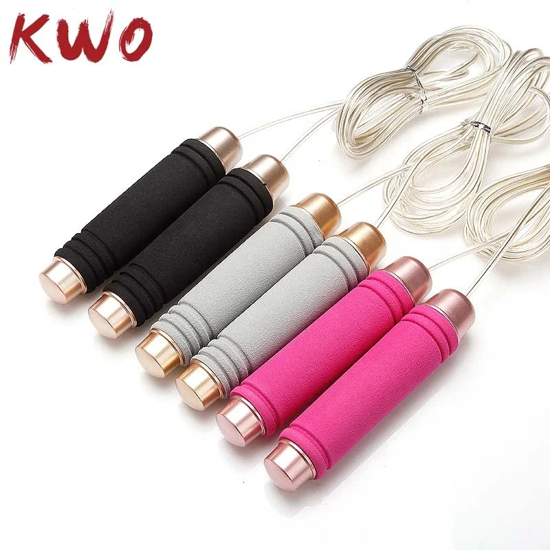 

KWO Fitness Exercise Training Adjustable Custom Logo Steel Cable Oem Foam Long Handle Professional Skipping Speed Jump Rope, Customized color