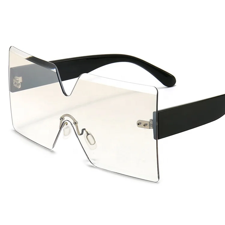 

HUAYI Women Designer Oversized Square Mirror Lens Sun Glasses Clear Blue One Lens Sunglasses