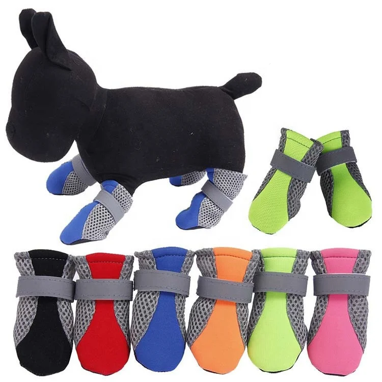 

Fashion Spring and Summer Mesh Breathable Reflective Soft-soled Dog Boots Running Shoes Anti-slip Outdoor Pet Dog Walking Boot, Red/black/pink/orange/blue/green