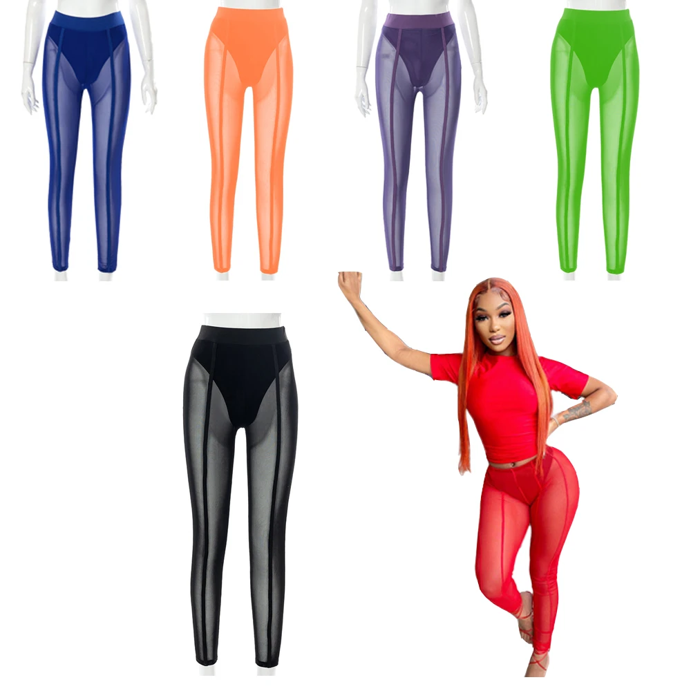 

see through tights mesh jumpsuit women outfit 2022 Skinny Stretch see through leggings pants