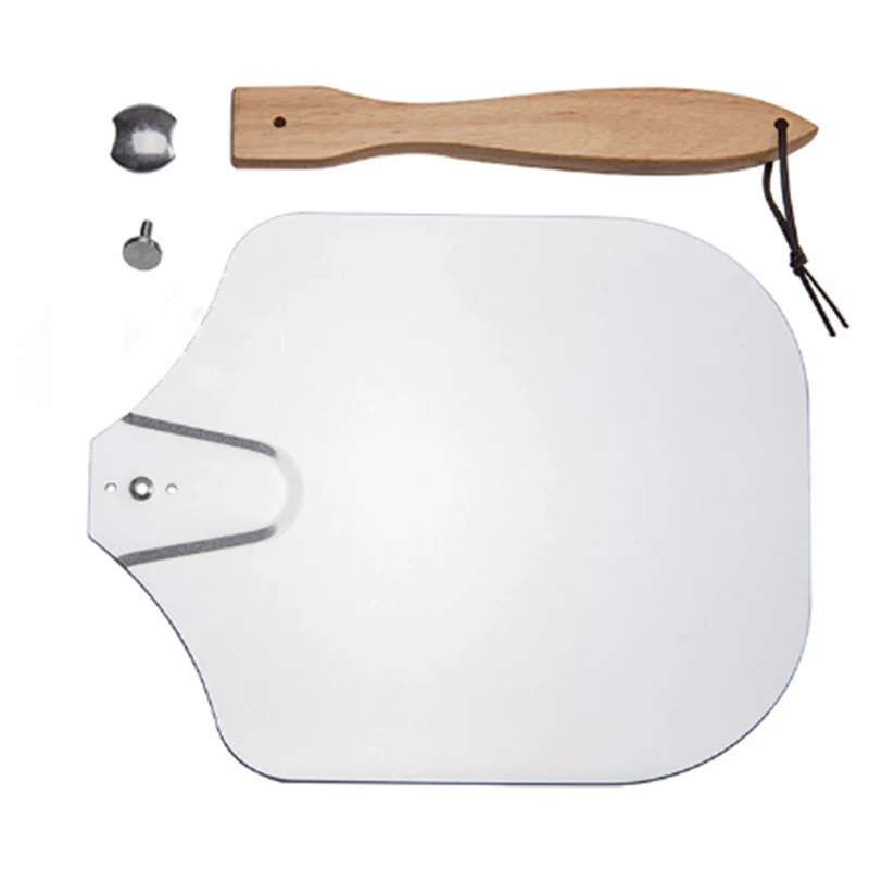 

Amazon Hot Selling Pizza with Wood Handle Removable Aluminum Pizza Peel with a Knife