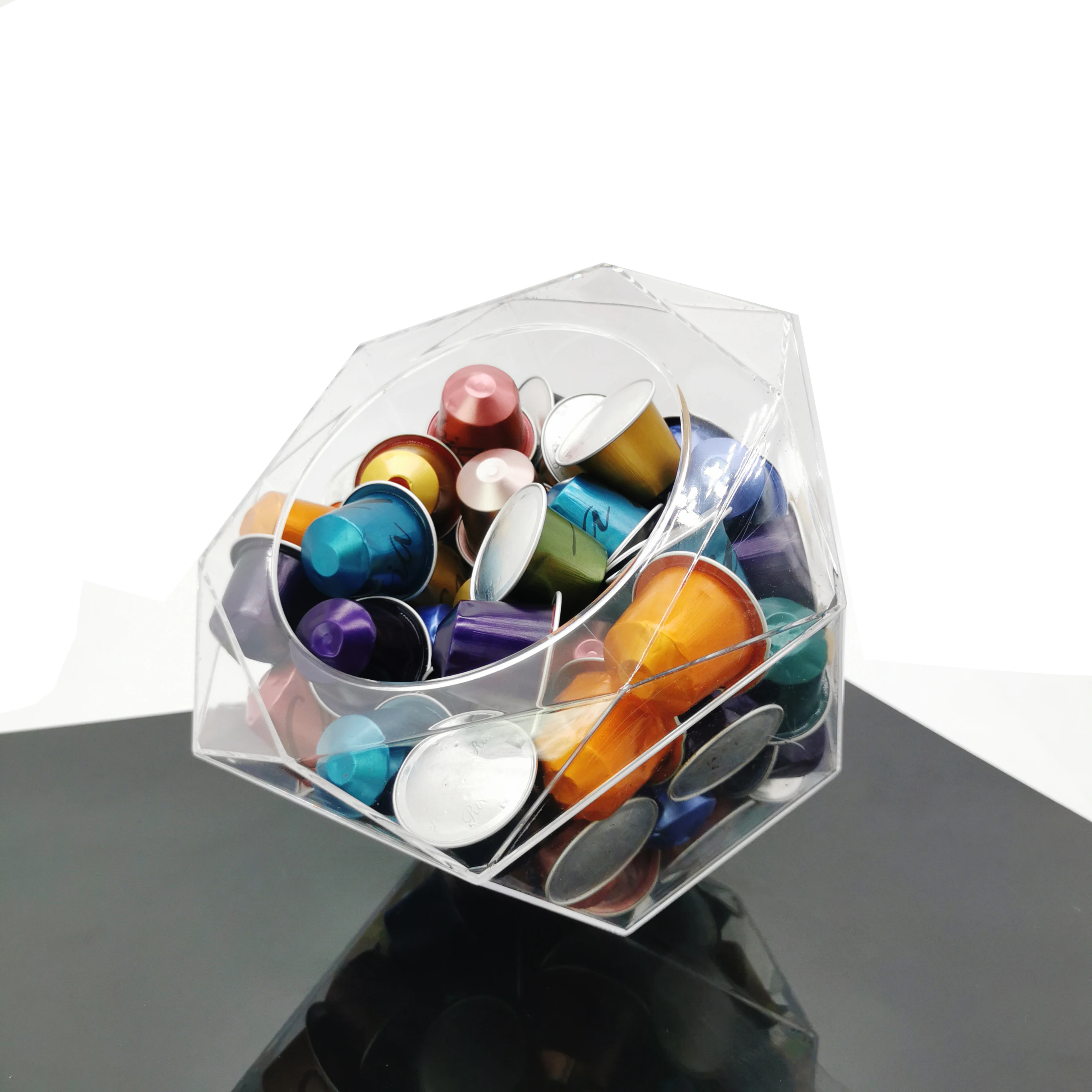 

Hexagon Plexiglass Capsule Pod Holder Acrylic Nespresso Capsule Storage Box For K-Cups And Dolce Gusto, Natural