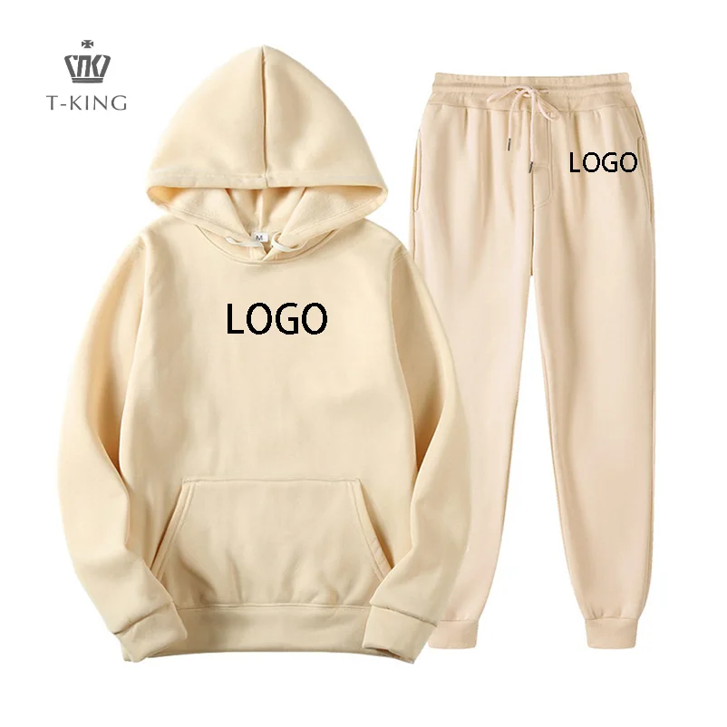 

T-KING Custom Logo Ladies Tracksuit Set For Women Hooded Mens Jogging Suit Unisex Sweatsuit Set, Black, white, gray, yellow, red, khaki, blue, orange etc.