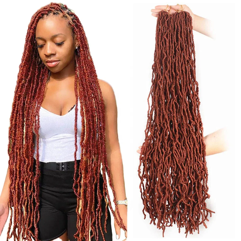 

Nu Faux Locs Crochet Hair 18 Inch Locs Wave Soft Crochet Braids Hair for Women Soft African Roots Faux Locs Crochet Hair