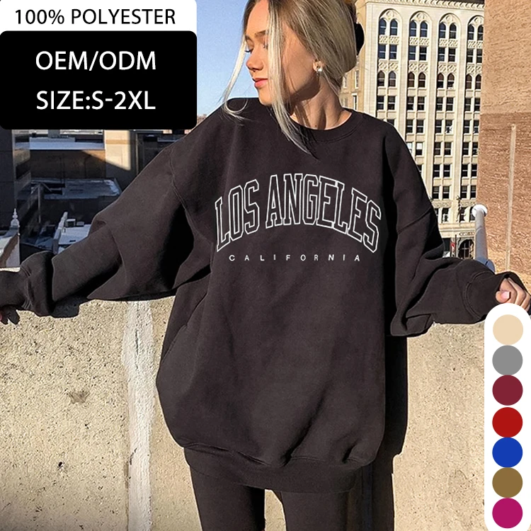

Newly Winter Hoodie Fashion Casual Crew Neck Print Loose Vintage Pullover Womans Oversized Sweatshirt