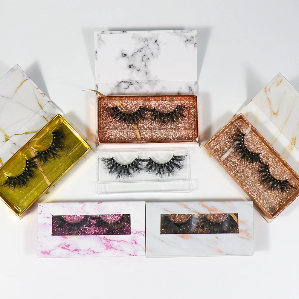 

Luxury custom logo square magnetic paper case clear band top and bottom 5d mink fur eyelashes in bulk