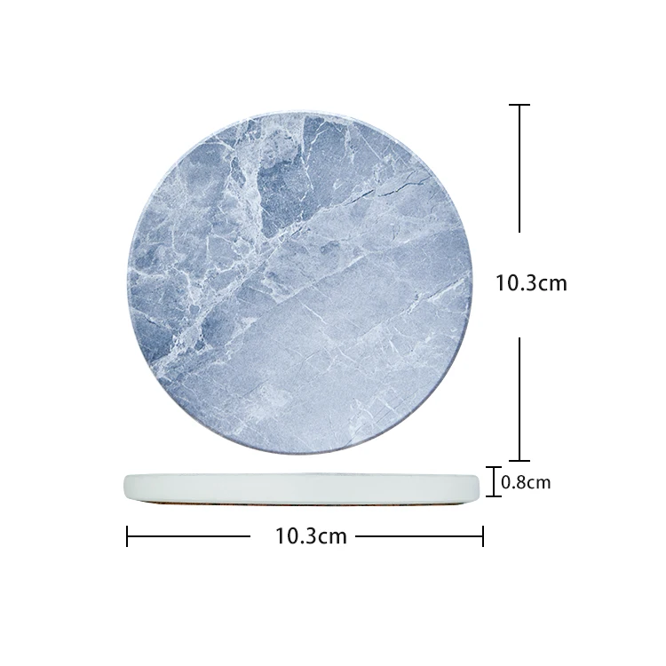 

Marble Pattern Design Sublimation Ceramic Drink Coaster Blank With Cork Back