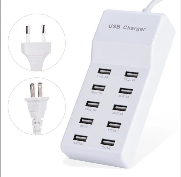 

amazon top selling 2023 Wholesale 5V2.4A USB Ports Power Adapter charger adapter 10 port for Mobile Phone multifunction chargers