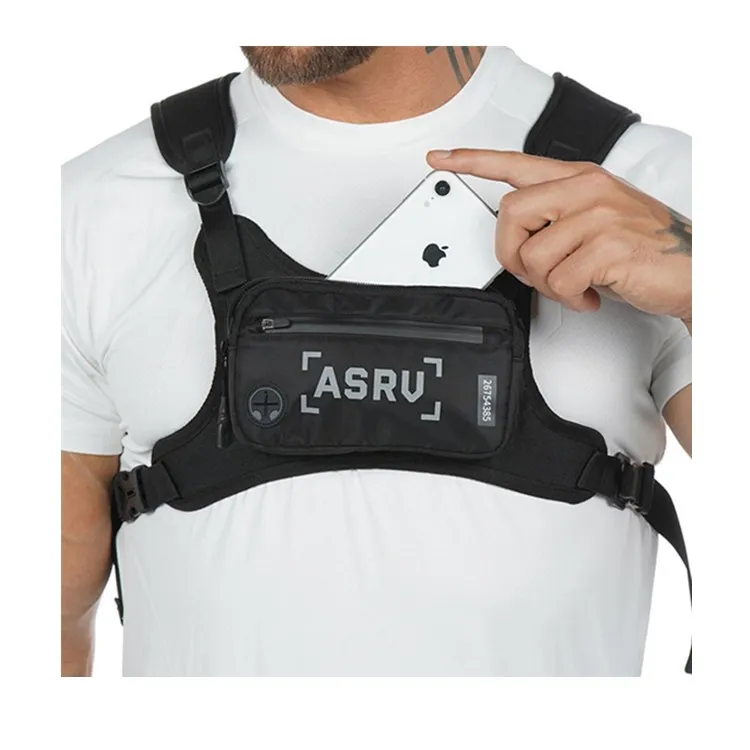 

Hot Sale High Quality 600D Oxford Fabric Outdoor Sports Men Chest Bag Vest for Walking Jogging Running Climbing, Black, white
