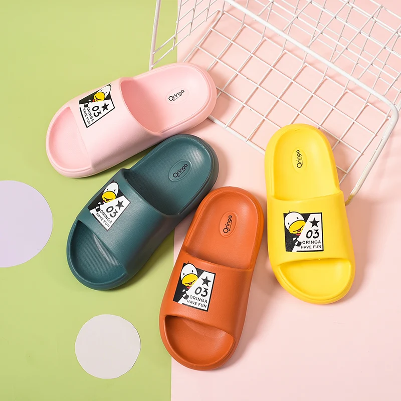 

Kids EVA Slippers Boys Slides Girls Sandles Silent Slippers both indoor and outdoor Cartoon Slides kids slide sandals, Yellow/pink/orange/green