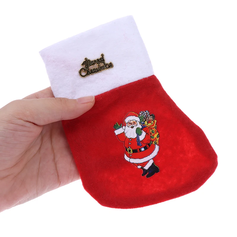 

Christmas Stocking Snta Claus Sock Candy Bag Plaid Burlap Gift Holder Tree Decoration Gift Bag Christmas Decoration 10.5 X 15cm
