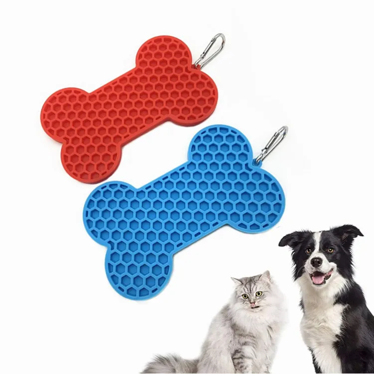 

2021 New Bone Dog Lick Mat-Dog Peanut Butter Lick Pad, Slow Feeder Dog Bowls, Pantone colors its available
